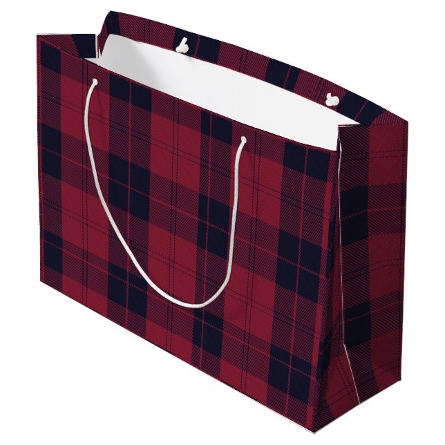 red black tartan lumberjack pattern large gift bag (Back Angled)
