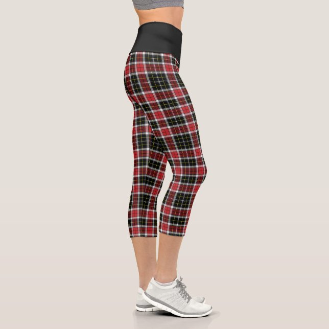 Red Black Tartan Plaid Checks High Waisted Capris (Right)