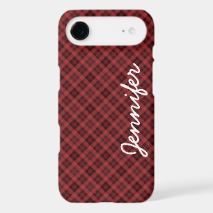 Red Black Tartan Plaid Retro Personalised Name