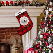 Red Black Tartan Plaid Winter Wreath Pet Dog Photo