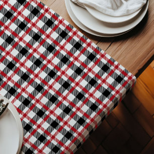 Red Black Tartan Runner Cozy Cabin Table Accent
