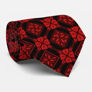 Red & Black Tatreez Henna Thobe Pattern Tie