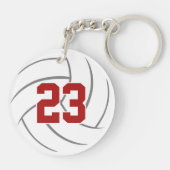 red black team colors personalized volleyball key ring (Back)