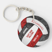 red black team colors personalized volleyball key ring (Front)