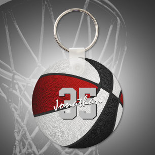 red black team colours basketball party favours key ring