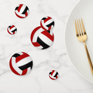 red black team colours kids volleyball party confetti
