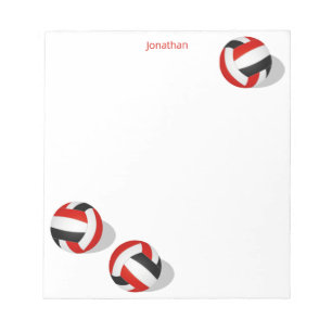 red black team colours kids volleyball personalise notepad