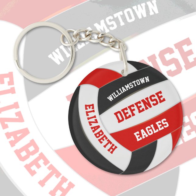 red black team colours personalised volleyball key ring (Creator Uploaded)