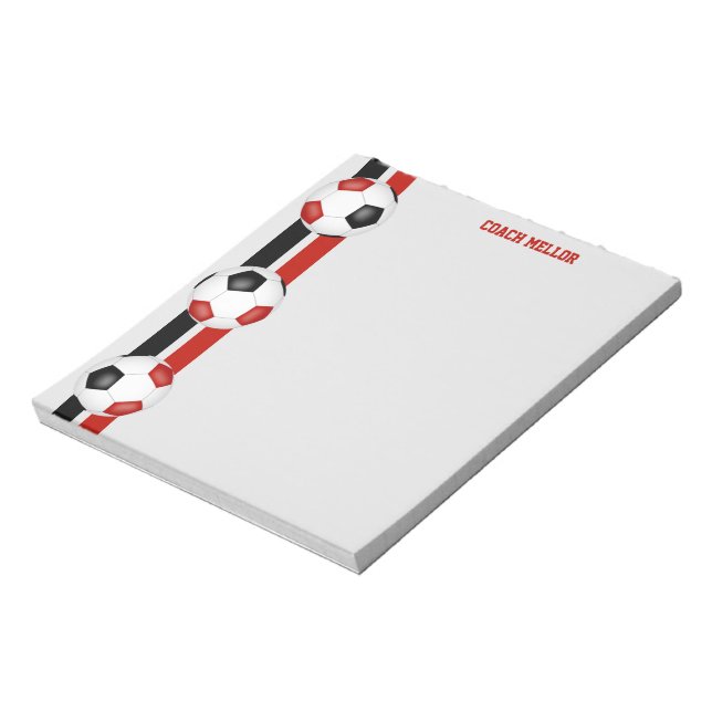 red black team colours soccer coach custom notepad (Rotated)