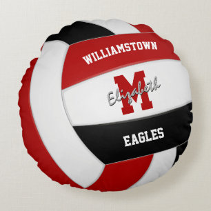 red black team colours volleyball gifts round cushion