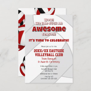 red black team colours volleyball season banquet invitation
