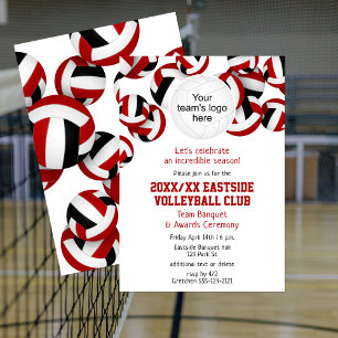 red black team colours volleyball season banquet invitation