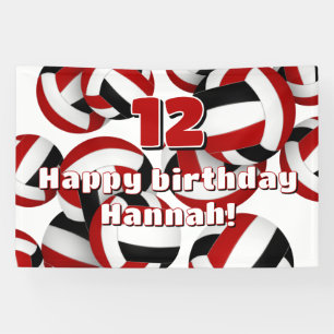 red black team colours volleyballs birthday party banner