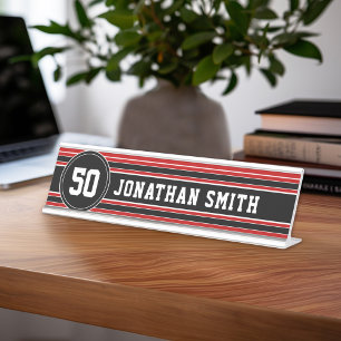 Red Black Team Jersey Fan Gear Name Number Desk Name Plate