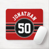 Red Black Team Jersey Fan Gear Name Number Mouse Pad (With Mouse)