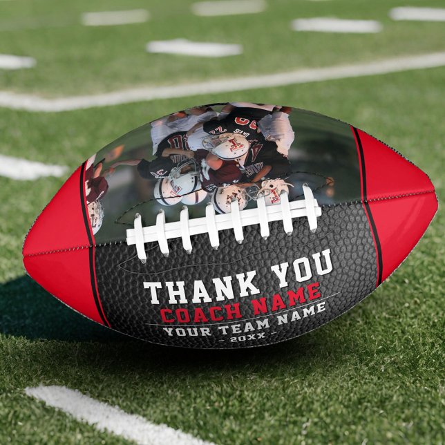 Red Black Thank you Coach Team Name Photo Football (Creator Uploaded)