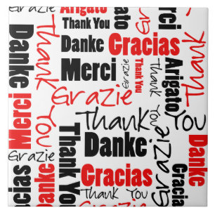 Red Black Thank You Word Cloud Tile