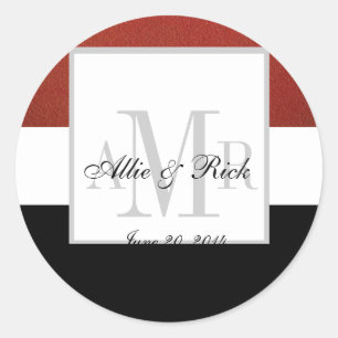Red Black Three Monogram Wedding Seal