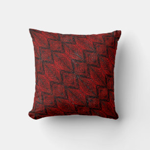 Red black traces, shapes, stripes, zigzag or knit? cushion