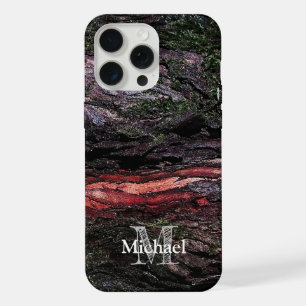 Red black tree mossy wood bark Monogram iPhone 15 Pro Max Case