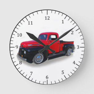 red/black truck clock