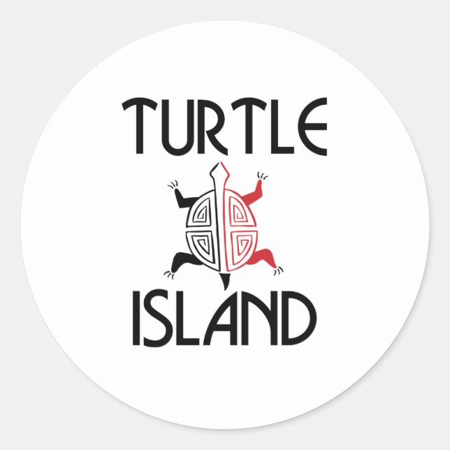 Red/Black Turtle Island Stickers (Round) (Front)