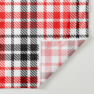 Red Black Twill Plaid Tartan On White  Fabric