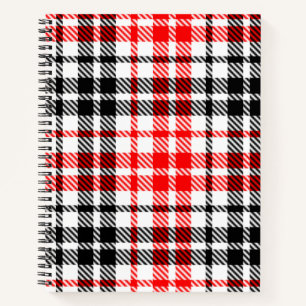 Red Black Twill Plaid Tartan On White Notebook