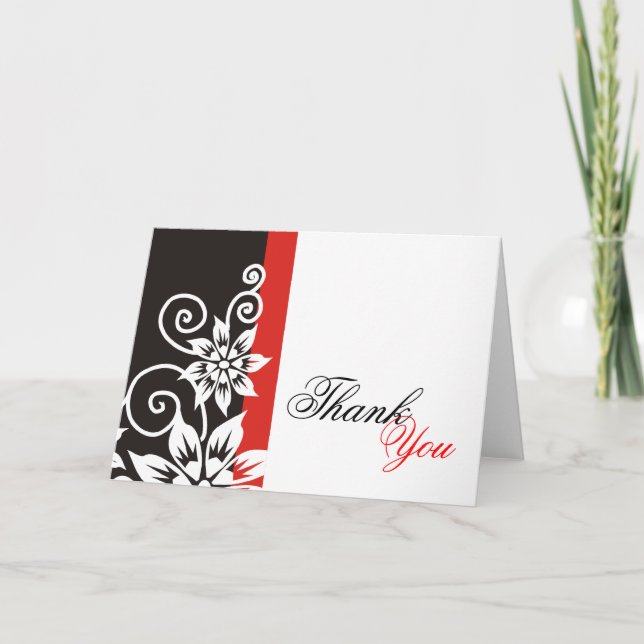 Red & Black Unique Thank You Cards (Front)