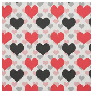 Red Black Valentine Love Hearts Fabric