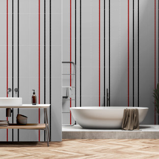 Red Black Vertical Stripe Grey Wallpaper