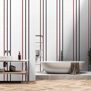 Red Black Vertical Stripe White Wallpaper