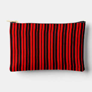 Red Black Vertical Stripes Pattern Accessory Pouch
