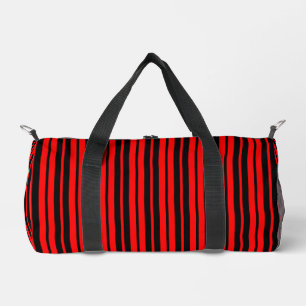 Red Black Vertical Stripes Pattern Duffle Bag