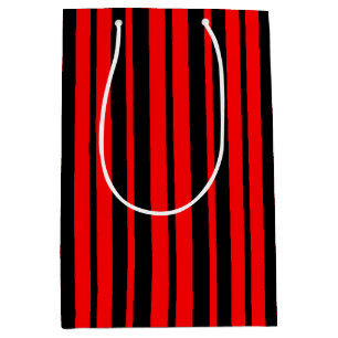 Red Black Vertical Stripes Pattern Medium Gift Bag