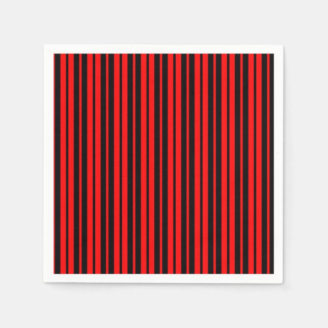 Red Black Vertical Stripes Pattern Napkin (Front)