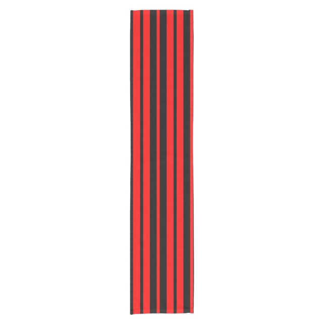 Red Black Vertical Stripes Pattern Short Table Runner (Front)