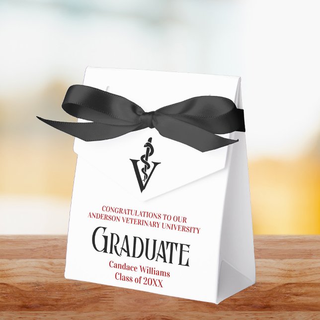 Red Black Veterinary School Graduation Party Favour Box (Creator Uploaded)