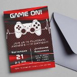 Red & Black Video Game Gaming Kid's Birthday Party Invitation<br><div class="desc">This cool,  modern invite featuring video game controller would be great for gamer's birthday! Easily add your info by clicking on the "personalise this template" option.</div>