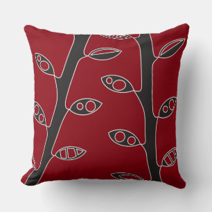 Red Black VINES Retro DESIGN Throw Pillow