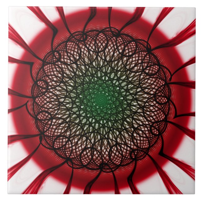 Red black visionary pattern ceramic tile (Front)