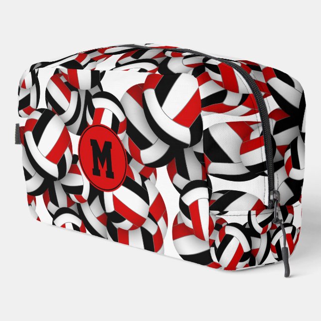 red black volleyball club colours monogrammed  dopp kit (Right Corner)