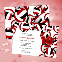 red black volleyballs boys girls birthday party
