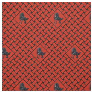Red/black weave, diamond, Friesian horse 3" Fabric