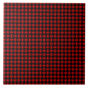 Red Black Weave Pattern Ceramic Tile
