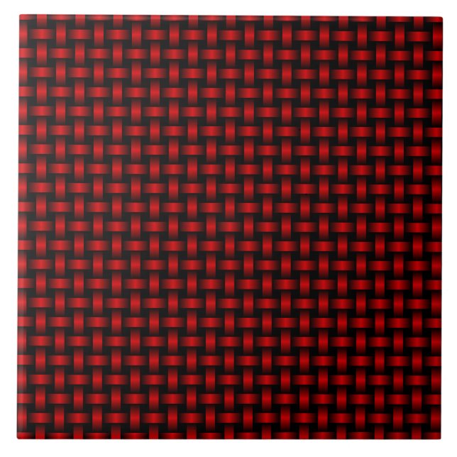 Red Black Weave Pattern Ceramic Tile (Front)