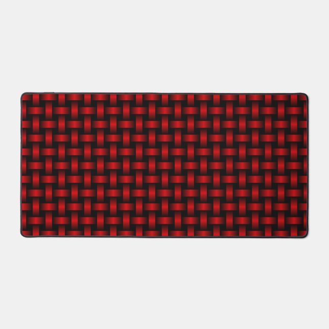 Red Black Weave Pattern Desk Mat (Front)