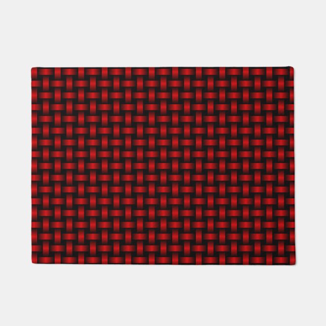 Red Black Weave Pattern Doormat (Front)
