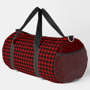 Red Black Weave Pattern Large Duffle Bag