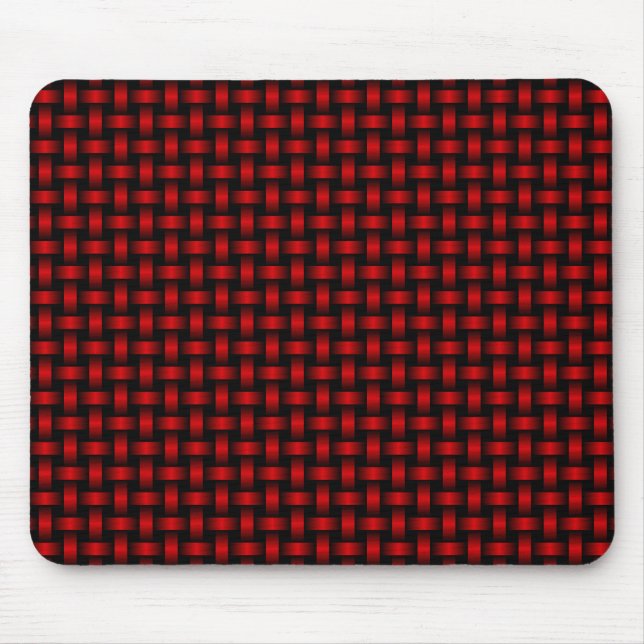 Red Black Weave Pattern Mouse Pad (Front)